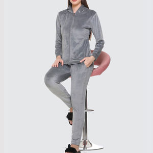Achetez des vêtements respirants pour femmes, ensemble 2 pièces, sweat à capuche zippé et pantalon, coton, velours, survêtement pour femmes - Product Image 5