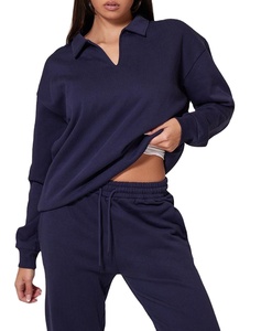 Conjunto personalizado Europeo Americano informal de manga larga con media cremallera para mujer, conjunto de 2 piezas, conjunto de pantalones de pierna ancha de gran tamaño - Product Image 1