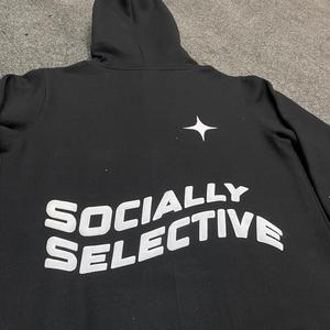 Custom Men's Pullover Puff Printing Hoodie Hooded Sweatshirt Front Logo Pocket Streetwear for Autumn Winter - Product Image 6