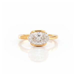 Anillo Solitario Minimalista de Oro Amarillo de 14K con Diamante Cultivado en Laboratorio de Corte Ovalado de 2.00 CT, Claridad VVS1 VVS2 - Product Image 5