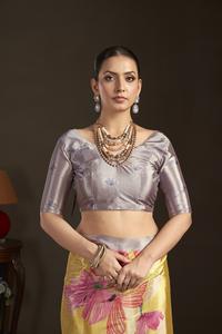 Sari prêt-à-porter et blouse cousue, sari indien en soie crêpe, imprimé floral, sari imprimé numériquement, design magnifique - Product Image 5