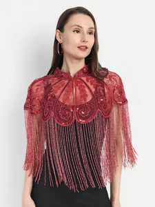 YouLaPan Chal de novia largo y sencillo para adultos, accesorios de boda, chifón suave con cuentas y pasadores fijos, para mujer, festival, escenario, pasarela - Product Image 5