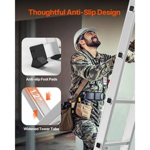 Escalera Plegable Extensible Multiusos 7 en 1, Diseño Telescópico de 4 Peldaños, Alcance de 15.5 pies, Alta Resistencia - Product Image 6