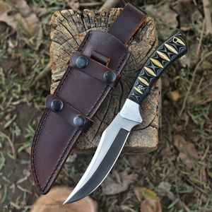 Couteau de chasse en acier Damas 2026 en gros, fait main, manche en corne de cerf, étui en cuir fin, couteau à lame fixe style Viking, OEM - Product Image 1