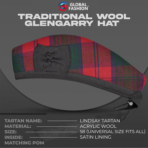 Gorra Glengarry Highland 2026 de Primera Calidad, Hecha a Mano, con Tartán Distintivo del Clan Lindsay, Accesorios Escoceses - Product Image 2