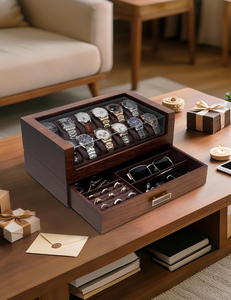 <b>Watch</b> Box for Men 12 Slot Wooden <b>Watch</b> <b>Case</b> With Drawer <b>Watch</b> Display Box 2-Layer <b>Watch</b> Holder for Jewelry <b>Watch</b> Storage for Men - Product Image 3