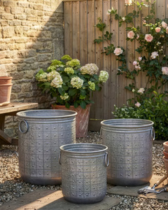 Macetas de Metal Galvanizado Más Vendidas, Macetas de Jardín para Exteriores, Contenedores Decorativos de Estilo Rústico para Flores y Plantas - Product Image 2