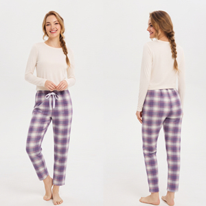 Wholesale Sleeping Flannel Trousers Women's Cotton <b>Pajama</b> Casual Night Wear Sleeping <b>Pajama</b> <b>Plaid</b> Check Drawstring Pants - Product Image 1