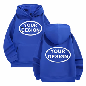 เสื้อฮู้ดสีน้ำเงินพิมพ์ลายตามสั่งสำหรับผู้ชาย สไตล์ลำลอง ผ้าฝ้าย 100% เฟรนช์เทอร์รี่ ดีไซน์โลโก้ด้านหน้า เหมาะสำหรับใส่ในฤดูใบไม้ร่วง ทรงโอเวอร์ไซส์ - Product Image 1