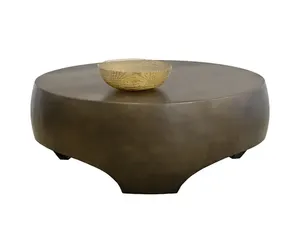Mesa de centro con tapa de mármol y marco de metal dorado para decoración del hogar, mesa central redonda de gran tamaño. - Product Image 5