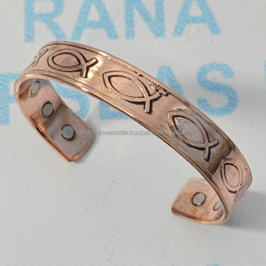 Brazalete Magnético Moderno de Cobre Sólido con Patrón de Pez, 6 Imanes, Alivio del Dolor, Terapia Energética, Artesanía Metálica para Hombres y Mujeres - Product Image 3
