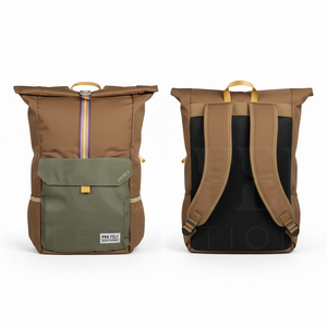 Sac à dos en cuir véritable imperméable à enroulement, léger, pour ordinateur portable, sac de voyage décontracté, extérieur, avec port USB personnalisé et design multi-poches - Product Image 6