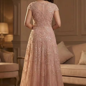 Robe de soirée formelle sans manches, ornée de perles et de paillettes, avec fente latérale sexy, sur mesure OEM, vente en gros directe du fabricant - Product Image 1