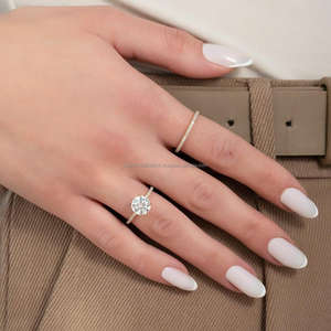 Anillo de Compromiso de Oro de 14K con Rodio, Certificado por GIA, con Diamante Natural de Corte Redondo, para Suministro de Joyería al por Mayor - Product Image 2