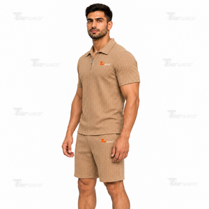 Conjunto de Camiseta Polo y Pantalones Cortos para Hombre, a la Moda, 200 GSM, Algodón y Poliéster, Estilo Deportivo Informal de Verano, Ropa Urbana Personalizada - Product Image 2