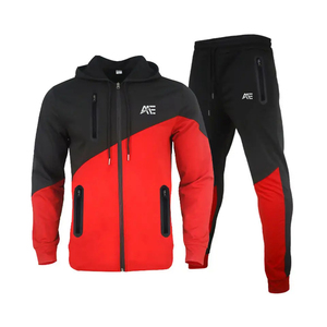 Conjunto Deportivo Personalizado para Hombre con Bloques de Color Diagonales, Chaqueta con Capucha y Cremallera Completa, Múltiples Bolsillos con Cremallera, Pantalones Ajustados, Ropa Deportiva - Product Image 2