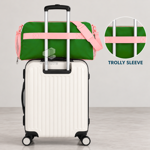 Alfa |   Kapa |   Bolsa de Deporte de Gran Capacidad Alpha Sorority Verde Rosa, Bolsa de Viaje de Fin de Semana con Compartimento para Zapatos - Product Image 4