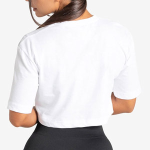 Short Sleeve Crew Neck Design <b>Crop</b> T-Shirt Activewear Sports <b>Top</b> Blank Custom Logo Factory Sale Quick Dry Loose T-Shirt - Product Image 2