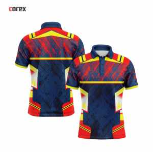 Corex Men's Short Sleeve Polo <b>Shirt</b> Geometric Print Quick Dry Knitted <b>Polyester</b> Casual Sport - Product Image 3