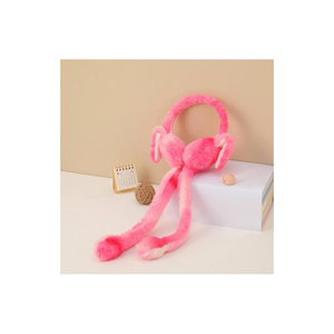 Orejeras de conejo de peluche rosas con bufanda de cola larga, orejeras de conejo de peluche con bufanda, orejeras cálidas y elegantes. - Product Image 4
