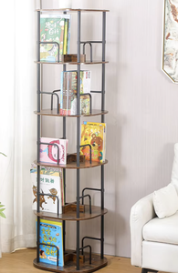 OEM/ODM 360 Degree Rotating 3-Tier Metal Bookshelf Floor-to-Ceiling Space Saving Bookcase for Bedroom Living Room <b>Office</b> - Product Image 2