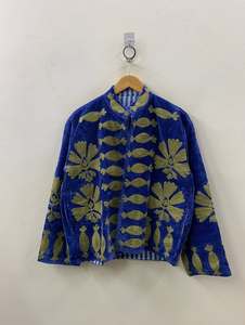 เสื้อแจ็คเก็ตกำมะหยี่ปักลาย คอจีน แบบสองด้าน ลายดอกไม้ สำหรับฤดูใบไม้ร่วงและฤดูหนาวสำหรับผู้หญิง - Product Image 2