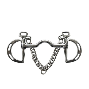 Mors à étrier complet en acier inoxydable avec chaîne et crochets de bridage durables pour cheval – Équipement équestre - Product Image 3