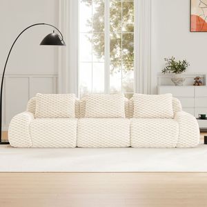 Divano Sezionale Modulare Moderno 114 in Tessuto Flanella, Oversize a 3 Posti con Seduta Profonda, Senza Struttura con Fibbia C per Soggiorno - Product Image 3