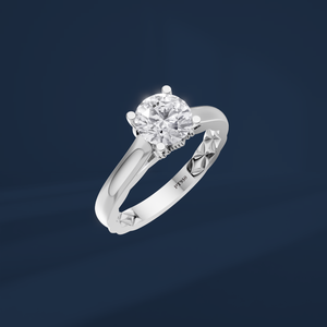 Bague de fiançailles classique pour femme avec diamant rond taille brillant de 1 carat en platine PT950 - Product Image 1