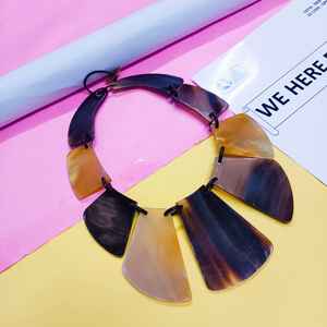 Collar de Cuerno de Búfalo con Colgantes Naturales en Forma de Abanico, Cadena de Cuerda, Joyería Hecha a Mano para Mujer, Estilo Moderno, 16 Pulgadas, para Fiesta - Product Image 4