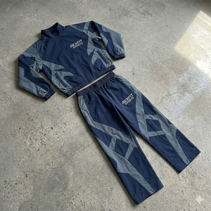 Men's 100% Nylon Streetwear Printed Tracksuits <b>Patchwork</b> Zip <b>Jacket</b> Pant Jogger Gym Sets Custom Color Block Unisex Tracksuits - Product Image 3