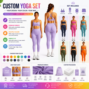 Conjunto de Yoga Personalizado para Mujer, Bra Deportivo Sin Costuras y Leggings de Cintura Alta, Ropa Deportiva para Gimnasio, Fabricante - Product Image 2