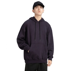 Blank OEM เสื้อฮู้ดผู้ชาย,เสื้อฮู้ดแบบสวมหัวมีกระเป๋าจิงโจ้น้ำหนักเบาสีพื้น - Product Image 1
