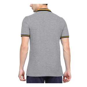 Polo homme gris uni avec col contrastant, poche, manches courtes, respirant, décontracté, pour l'été, le golf et le tennis - Product Image 2