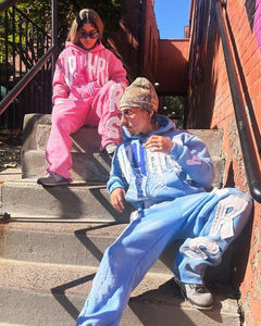 Custom Unisex Blue <b>Pink</b> <b>Tracksuit</b> Set Graphic Hoodie Jogger Pants Matching Two Piece Streetwear Sportswear Casual Wholesale - Product Image 2