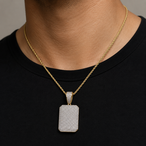 Collar de Plata 925 Personalizado con Colgante Rectangular de Moissanita Chapado en Oro, Joyería Fina Hip Hop Bling Iced, Regalo - Product Image 2