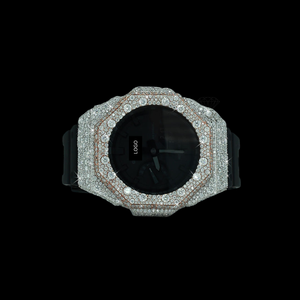 Reloj de Lujo Único Throns con Diamantes de Cuarzo y Correa de Goma Negra para Amantes del Color Negro, Acabado Premium para Regalo de Boda o Compromiso - Product Image 4