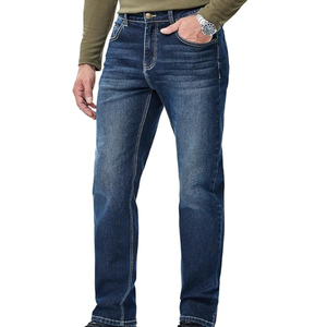 Jeans pour hommes coupe droite extensible – Pantalon en denim classique décontracté pour le quotidien et le travail - Product Image 1