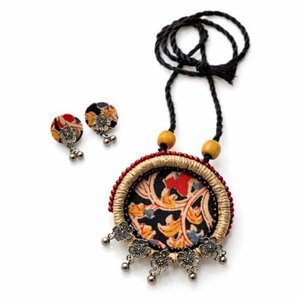 Handmade Cotton Women's <b>Earrings</b> Jewelry <b>Set</b> Ethnic Boho Modern Artisanal Durable Eco-Friendly Gift Heart Shape - Product Image 2