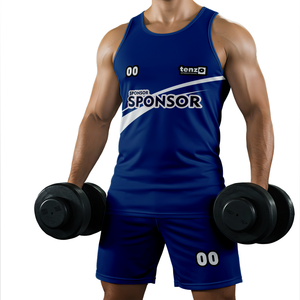 Custom Men Summer Gym Clothing Set Fitness Tank Top Shorts OEM ODM Humedad Wicking Transpirable Velour Workout Activewear Factory - Product Image 6