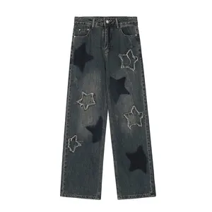 Jeans griffati GDTEX da uomo jeans patchwork da uomo streetwear jeans larghi personalizzati da uomo y2k