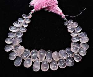 Cuentas de Cuarzo Rosa AAA Lisas en Forma de Pera Briolette 7x10-9x13 MM, Cuentas Sueltas de Cuarzo Rosa de 8 Pulgadas para Joyería - Product Image 1