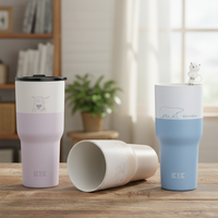 Gobelet isotherme à double paroi en acier inoxydable 18/8 avec revêtement en porcelaine, 30 oz/900 ml, pour thé Boba, avec paille et sac de transport, maintient au chaud/froid 4-6h