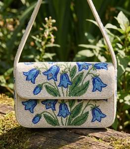 Bolso Étnico Bordado con Cuentas para Mujer, Bolso de Hombro con Bordado Floral Premium, Bolso de Mano Elegante Hecho a Mano con Cuentas Florales, Estilo Bohemio - Product Image 6