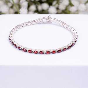 Genuine <b>Red</b> Garnet <b>Bracelet</b> 925 Sterling Silver 18K Gold Plated Vintage Boho Minimalist IGI Certified Luxury Anniversary Gift - Product Image 6