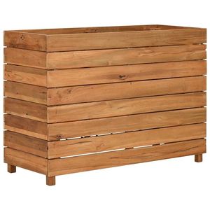 Macetas y jardineras grandes de madera de teca reciclada y acero, macetas elevadas de madera natural - Product Image 2