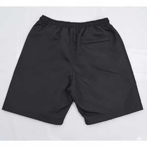 Short en satin noir personnalisé de qualité supérieure pour hommes, avec logo brodé, coupe-vent et imperméable - Product Image 5
