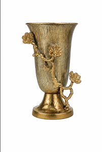 Luxury Antique <b>Gold</b> Metal Flower <b>Vase</b> with Decorative Floral Vine Design for Home Décor & Table Centerpiece - Product Image 4