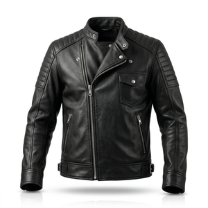 Men's Burgundy Leather <b>Biker</b> <b>Jacket</b> Vintage <b>Biker</b> Style Custom Slim Fit Leather Moto <b>Jacket</b> - Product Image 5