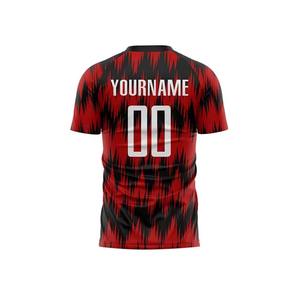 Camiseta de Fútbol Sublimada Personalizable para Hombre, Diseño Rojo y Negro, Cuello Redondo, Manga Corta, Poliéster que Absorbe la Humedad, Nombre del Equipo 00 - Product Image 2